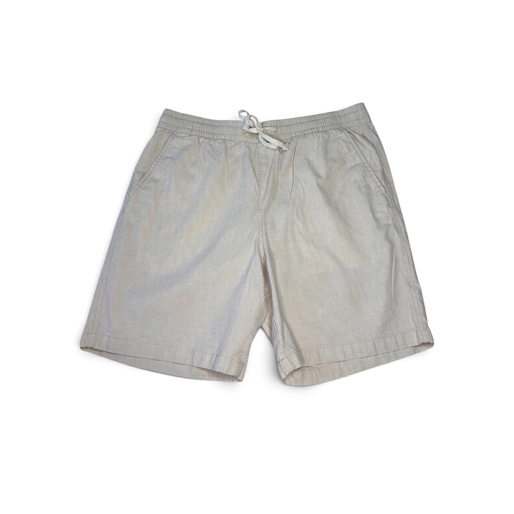 Old Navy Men's L Linen Blend Jogger Shorts Beige Built-In Flex Drawstring